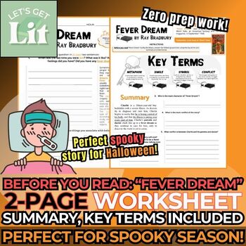 Preview of Before You Read "Fever Dream" by Ray Bradbury Activity Worksheet
