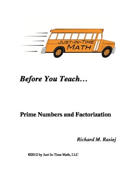 Preview of Before You Teach...Prime Numbers and Factorization