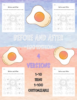 Preview of Before and After ~Egg Edition~ 1-10, Teens, Numbers to 100, & Customizable