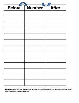 Preview of Before and After Number practice