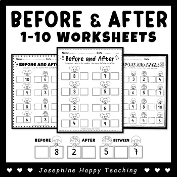 Preview of Before and After Numbers 1-10 Worksheets FREE!