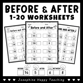 Preview of Before and After Numbers 1-20 Worksheets FREE!