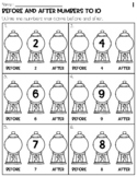Before and After Numbers to 10 Worksheets - Gumballs Theme