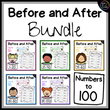 Preview of Before and After Numbers to 100 (Color and B&W) | Bundle