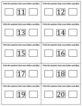 Before and After Numbers to 100 Flash Cards by Owl School Studio