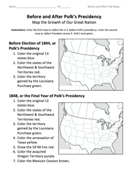 Before And After Polk S Presidency Maps Texas Oregon And Mexican Cession