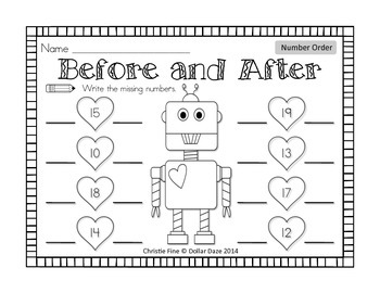 before and after number worksheets teaching resources tpt