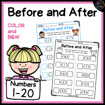 Preview of Before and After numbers 1-20 (Color and B&W)