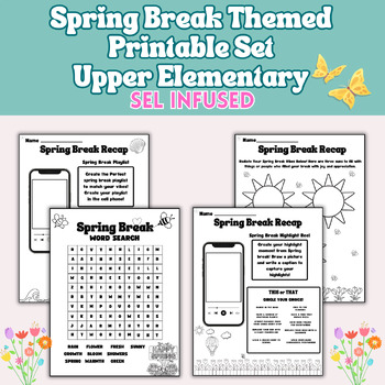 Preview of Before or After Spring Break Reflection Printables SEL Activity Upper Elementary
