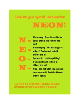 Preview of Before you speak, remember NEON!