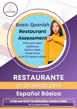 Preview of Beg. Spanish Restaurant Project Gallery Walk assessment with ACTFL Rubrics