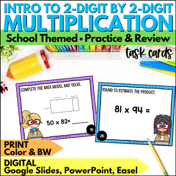 Preview of Beginning 2 Digit by 2 Digit Multiplication Task Cards - Math Practice Activity