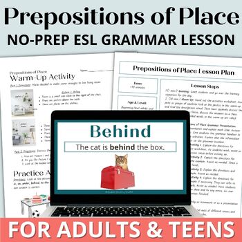 Preview of Beginner Adult ESL Grammar Worksheets & Activities - Prepositions of Place