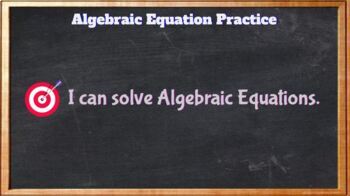 Preview of Beginner Algebra  - Algebraic Equation Practice (Animated Google Slides)