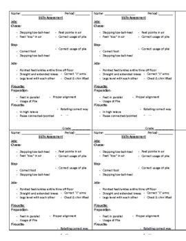 Preview of Beginner Dance Jete and Pirouette Skills Rubric