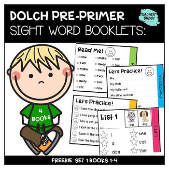 Preview of Beginner Dolch Sight Word Booklets for Kindergarten - NO PREP, PYRAMID READING