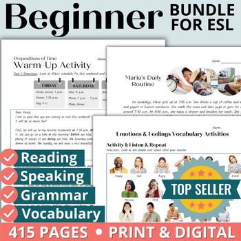 Preview of Beginner Adult ESL Curriculum - Grammar, Reading, Vocabulary, Speaking - Bundle