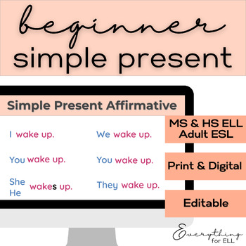 Preview of ESL-ELD Beginner & Newcomer (A1) | Simple Present Tense and Routine Verbs