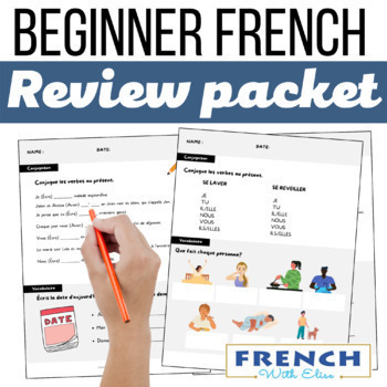 Preview of Beginner French, Core French Review Packet: Grammar, Vocabulary, Conjugation