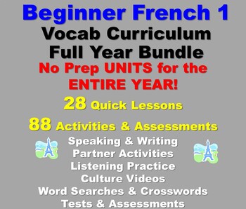 Preview of French 1 Curriculum: Full Year of French Vocab Units