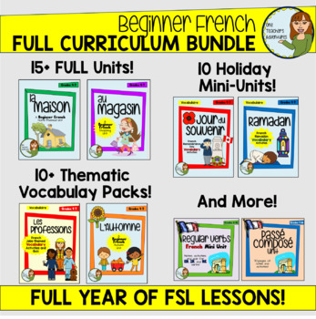 Preview of Beginner French Bundle - FULL YEAR of Activities!! (Gr 4-7)