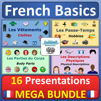 Preview of Beginner French Presentation Slides Interactive Activities All Year MEGA BUNDLE