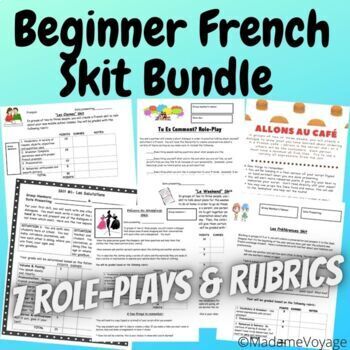Preview of Beginner French Skit/Scenario/Role-Play Bundle | Level 1 Speaking