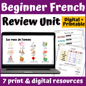 Preview of Beginner French Unit for novice and intermediates - Beginner French Review Unit