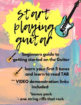 Preview of Beginner Guitar - 5 easy tunes, Music + VIDEO lessons, start playing today!
