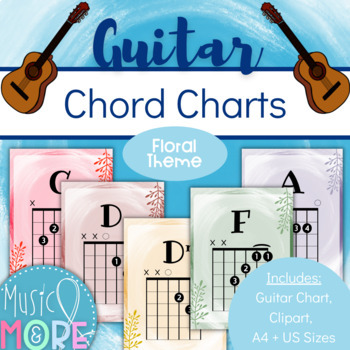 Preview of Beginner Guitar Chord Charts and Diagram {Floral Theme}