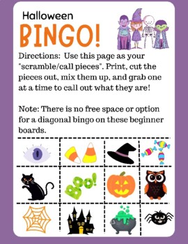 Beginner Halloween Bingo by FarmCatCreations | TPT