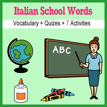 Preview of Beginner Italian: School Words no prep printables, quizes, activities and more