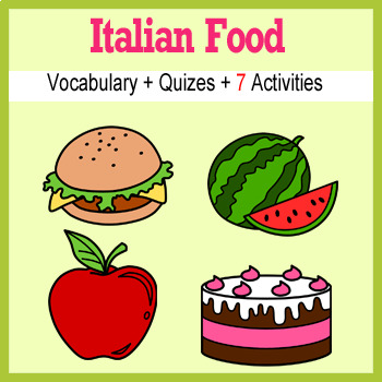 Preview of Beginner Italian: food - ☆no prep☆ printables, quizes, activities and more