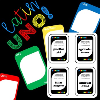 Preview of Latin Card Game: Beginner Latin UNO