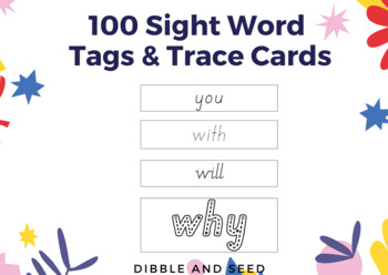 Preview of 100 Sight Words with Assorted Beginner Letter Formation Fonts