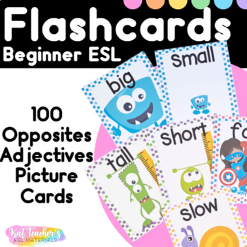 Beginner English Opposites Flashcards For Esl Students And Young