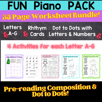 Preview of Beginner PIANO Prenotation Activity Book | Dot to Dots