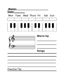 Preview of Beginner Piano Assignment Sheet