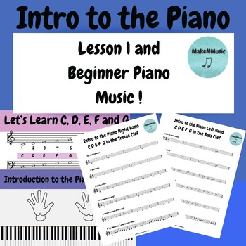 Preview of Beginner Piano Lesson Sheet Music Treble and Bass GOOGLE SLIDE