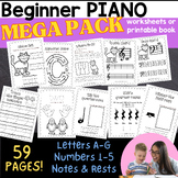 Beginner Piano Music Worksheet | Workbook 59 pages!