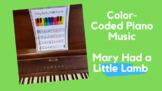 Beginner Piano Sheet Music - Mary Had a Little Lamb (Color