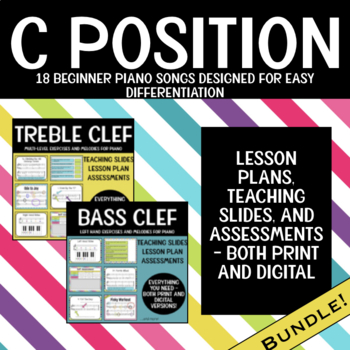 Preview of Beginner Piano - Songs and Assessments for Both Treble and Bass Clef