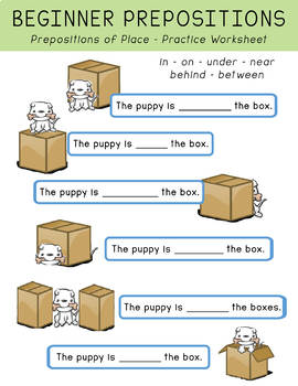 on in under near between  prepositions for beginners 