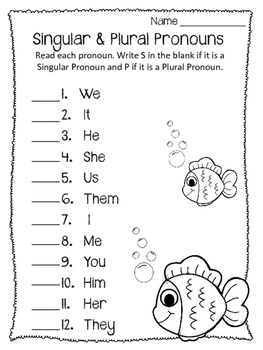 beginner pronoun worksheets singular plural subject object i me