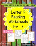 Beginner Reading NO PREP Worksheets Letter F | PreK-K