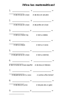 spanish math worksheets for kindergarten