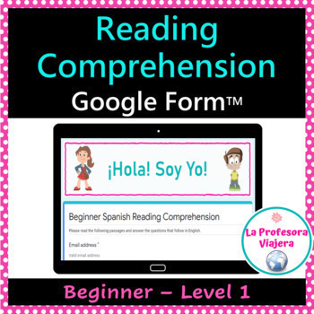 Preview of Beginner Spanish Reading Comprehension Set 1- Google Form - Spanish & English Qs