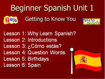 Preview of Beginner Spanish Unit 1: Introductions 46 Pages, Lessons, Notes, Handouts, PPTs