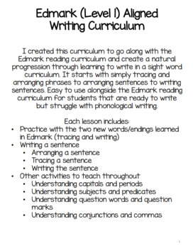Preview of Beginner Writing Journal (Aligned with Edmark Reading Curriculum)