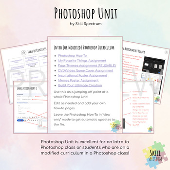 Preview of Beginner or Modified Photoshop Curriculum Tool Use and 6 Assignments!